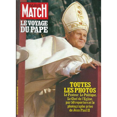 Paris Match 13/06/1980 Le Pape Jean-Paul Ii, Éric Loiseau, Borg & Connors, Noah, Sylvie Vartan, Aznavour, Véronique Jannot, Margaux Hemingway, Sophie Renoir, Paco Camino, Herma Voos, Thierry Vigneron