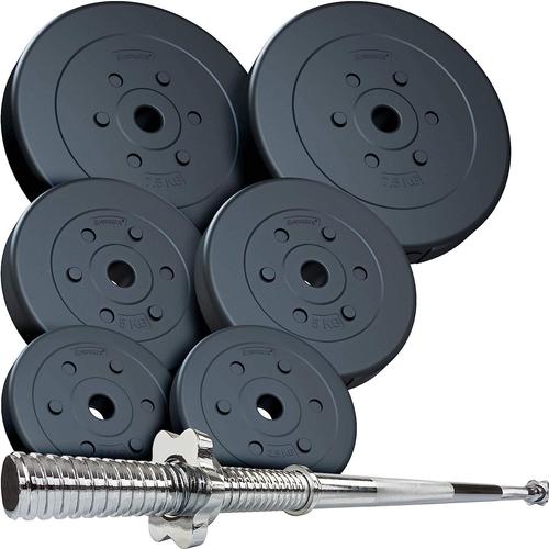 Scsports® Jeu D'haltères - 30 Kg, Poids 2 X 2,5/5/7,5 Kg, En Plastique, Barre De 160 Cm, En Chrome - Musculation À Domicile