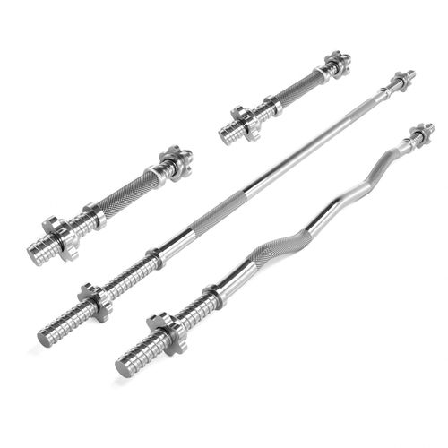 Scsports® Jeu D'haltères - Set De 2 Barres, Barre Standard 160cm & Barre Ez Curl 120cm, Ø30mm, Acier Chromé, Poignée Antidérapante - Ensemble De Barres D'haltères, Musculation