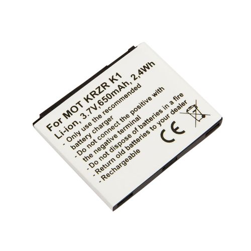 Batterie de Remplacement pour Motorola KRZR K1 Li-ion 3,7V 650mAh 2,4Wh