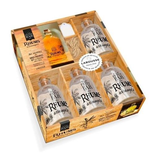 Le Petit Bar Des Rhums Arrangés - Coffret Avec Un Livret Des 20 Recettes De Rhums Arrangés & Cocktails Des Îles, 4 Bouteilles En Vere, Des Étiquettes, De La Ficelle