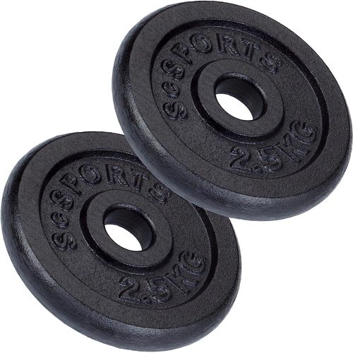 Scsports® Jeu De Disques D'entraînement - 5 Kg, Plaques 2 X 2,5 Kg, En Fonte, Noir - Set De Disques De Poids, Fitness, Musculation
