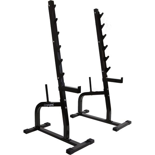 Scsports® Support Pour Haltères - Réglable, Multifonctionnel, En Ancier, Avec Réception De Disques, Charge Max 200 Kg, Noir - Râtelier Pour Haltères Longs, Porte-Haltères, Squat Rack, Musculation
