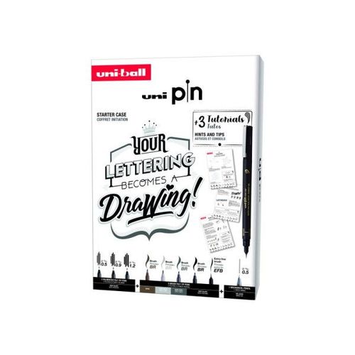 Feutres - Dessin - Lettering - Noir - Uni-Pin - Uni-Ball - Coffret Lettering 8 Feutres