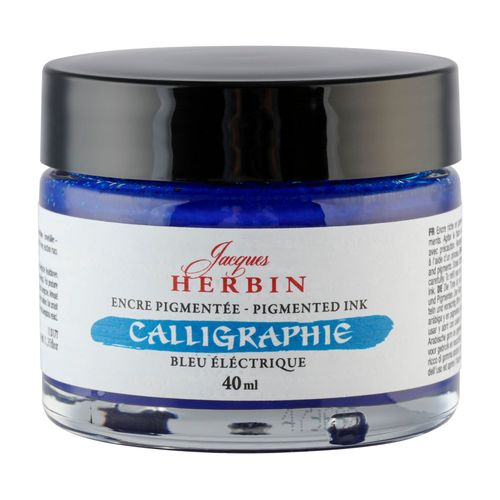 Encre De Calligraphie Pigmentée - Bleu Électrique - Jacques Herbin - Flacon 40ml