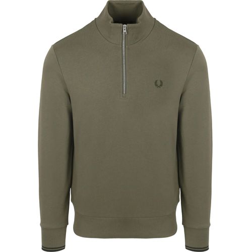 Fred Perry Pull Demi-Zip Olive Vert Vert Foncé Taille L