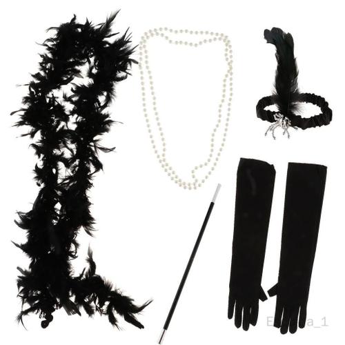 Déguisements 1920 Costume Accessoires Bandeau Collier Porte- Noir