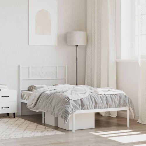 Vidaxl Cadre De Lit Métal Sans Matelas Et Tête De Lit Blanc 100x190 Cm