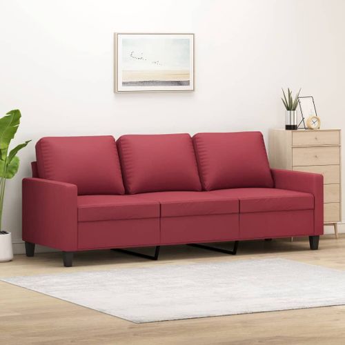 Vidaxl Canapé À 3 Places Rouge Bordeaux 180 Cm Similicuir