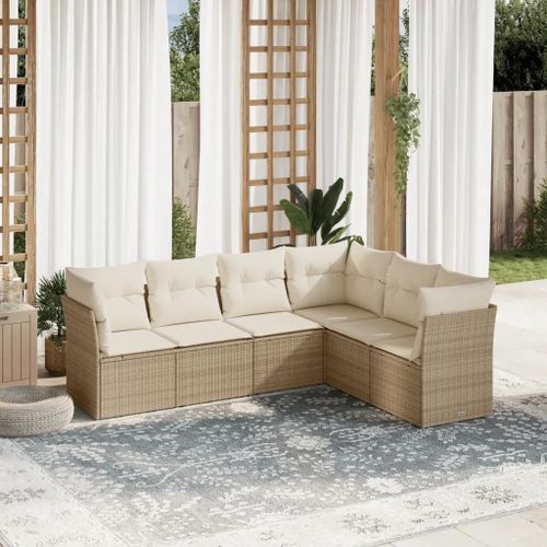 Prolenta Premium - Salon De Jardin Avec Coussins 6 Pcs Beige Résine Tressée