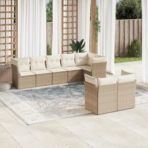Prolenta Premium - Salon De Jardin Avec Coussins 8 Pcs Beige Résine Tressée