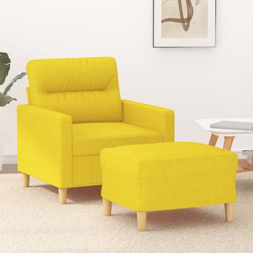 Vidaxl Fauteuil Avec Repose-Pied Jaune Clair 60 Cm Tissu