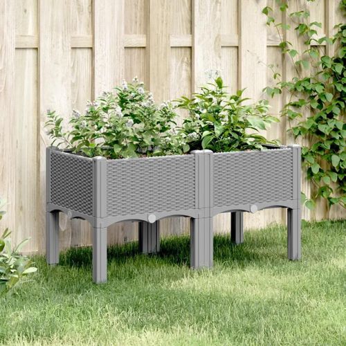 Prolenta Premium - Jardinière Avec Pieds Gris Clair 80x40x42 Cm Pp