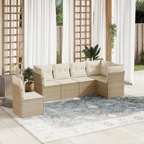 Prolenta Premium - Salon De Jardin Avec Coussins 6 Pcs Beige Résine Tressée