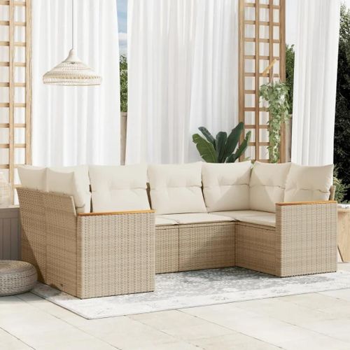 Prolenta Premium - Salon De Jardin Avec Coussins 6 Pcs Beige Résine Tressée