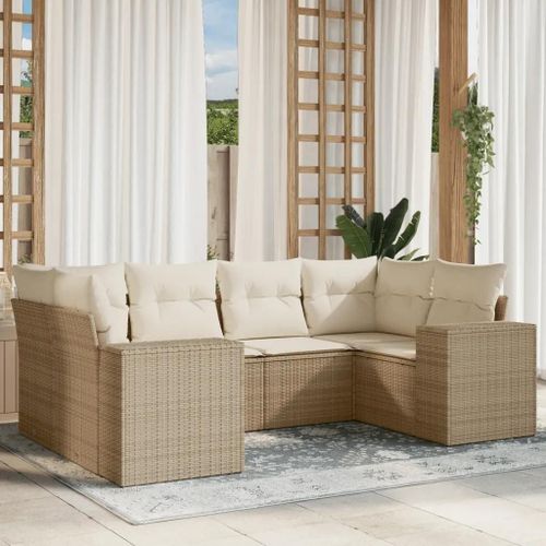 Prolenta Premium - Salon De Jardin Avec Coussins 6 Pcs Beige Résine Tressée