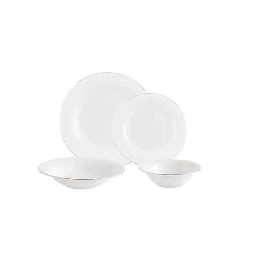 Dormir Service De Table 24 Pièces Pour 6 Personnes – Blanc/Argenté