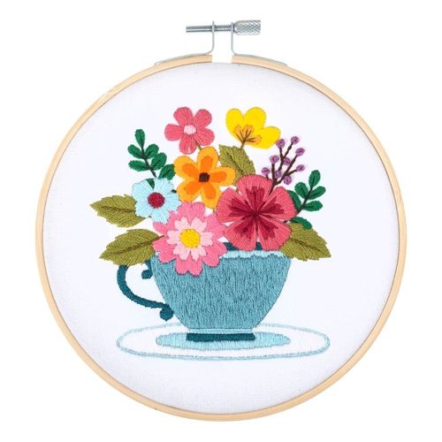 Kit De Broderie Printemps Floral Avec Cercle En Bois De 15 Cm ¿ Trimits. Color : Multicolore
