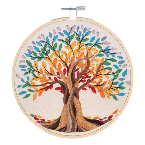 Kit De Broderie ¿L¿Arbre De Vie¿ Avec Cercle En Bambou 15 Cm ¿ Trimits. Color : Multicolore