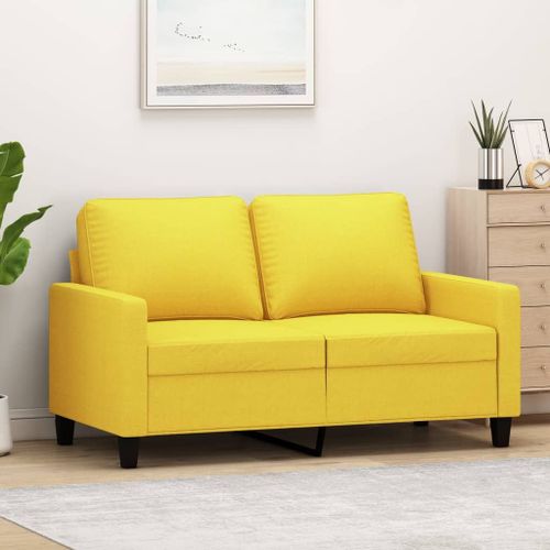 Vidaxl Canapé À 2 Places Jaune Clair 120 Cm Tissu