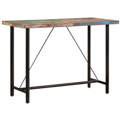 Vidaxl Table De Bar 150x70x107 Cm Bois Massif De Récupération Et Fer