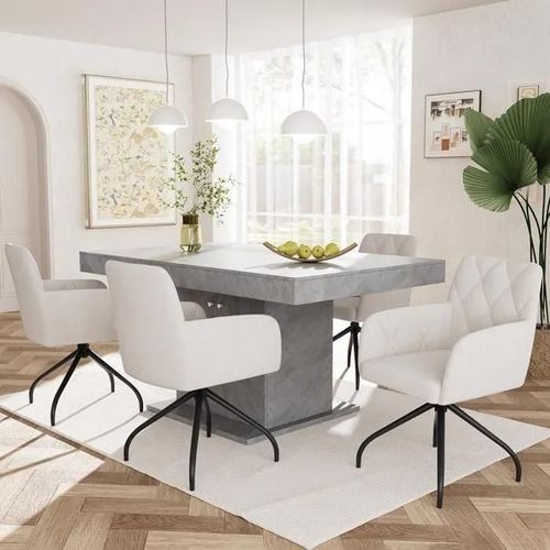 Ensemble De 4 Chaises De Salle À Manger Pivotantes À 360°, Fauteuil Rembourré Avec 4 Pieds En Métal, Velours, Beige