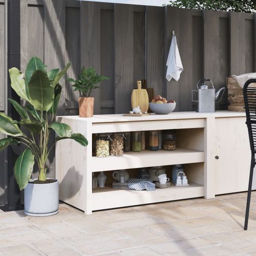 Vidaxl Armoire De Cuisine D'extérieur Blanc Bois De Pin Massif