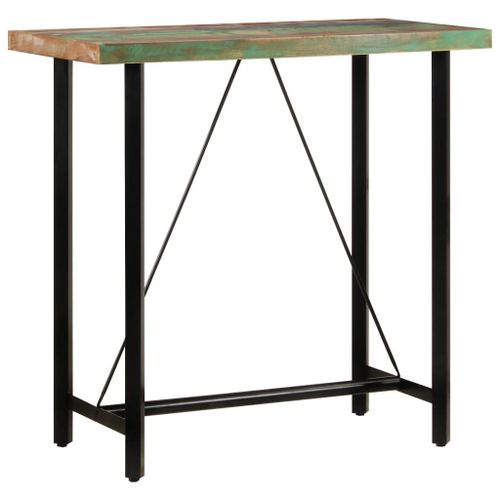 Vidaxl Table De Bar 110x55x107 Cm Bois Massif De Récupération Et Fer