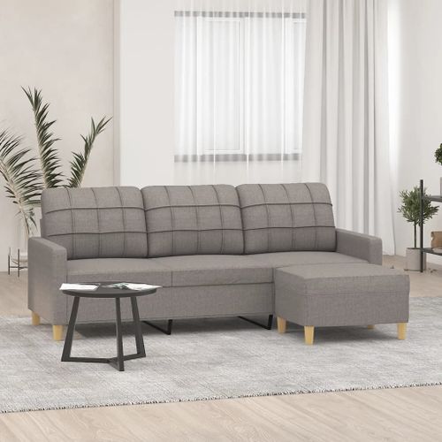 Vidaxl Canapé À 3 Places Avec Repose-Pieds Taupe 180 Cm Tissu