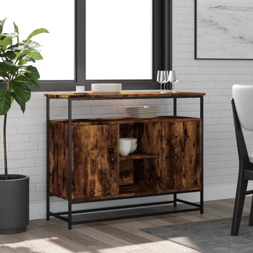 Vidaxl Buffet Chêne Fumé 100x35x80 Cm Bois D'ingénierie
