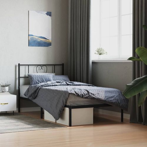 Vidaxl Cadre De Lit Métal Sans Matelas Avec Tête De Lit Noir 100x190cm