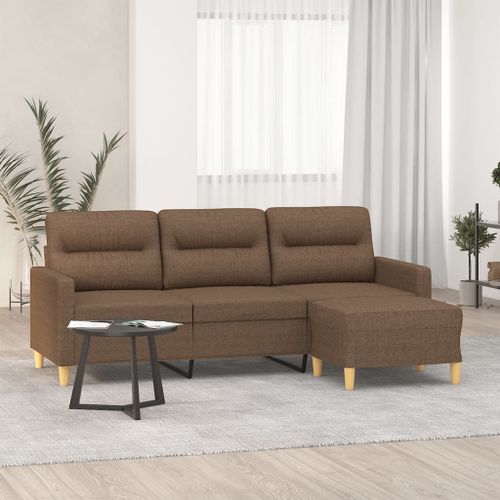 Vidaxl Canapé À 3 Places Avec Repose-Pieds Marron 180 Cm Tissu
