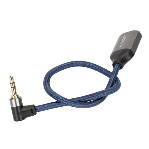Câble répartiteur audio plaqué or à angle droit de 90 degrés 3,5 mm mâle à 2 femelle Jack Câble audio pour tablettes 0,3 m / 1 pied