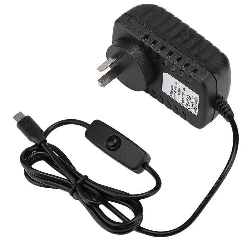Adaptateur d'alimentation pour Raspberry Pi 4B On OFF Switch 5V 3A TypE C (100-240v) (prise AU)
