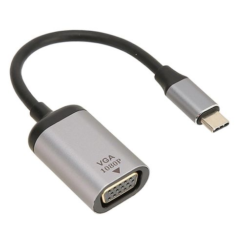 Adaptateur USB C vers VGA Alliage d'aluminium 1920x1200 60Hz Transmission stable Type C vers VGA Adaptateur pour ordinateur portable de bureau