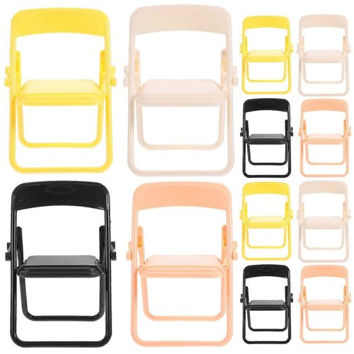 12pcs Mini Modèles De Chaise Pliante Maison De Poupée Mini Chaise Forme Supports De Téléphone Portable