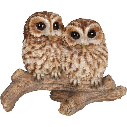 Bébés Chouettes Sur Branche En Résine 16.3 Cm