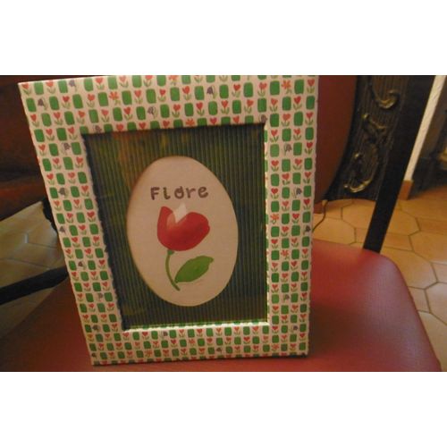 cadre photo carton fleuri 19x23cm fond ver ' FLORE " BUSQUETS