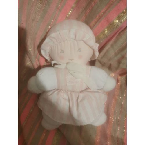Doudou Poupée Tissu Chiffon Rose Blanc Rayé Robe Ruban Grelot Tartine Et Chocolat Vintage