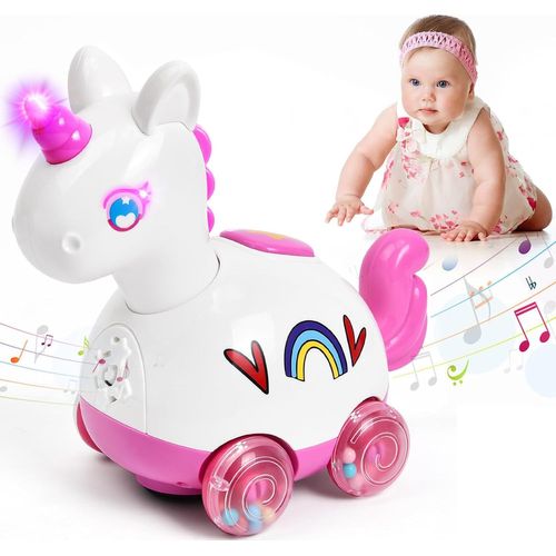 Jouet Licorne Qui Marche,Rampant Ont Musique Et Lumières,Détection Automatique Pour Eviter Obstacles,Cadeau Pour Garçon Fille 1 2 3 Ans
