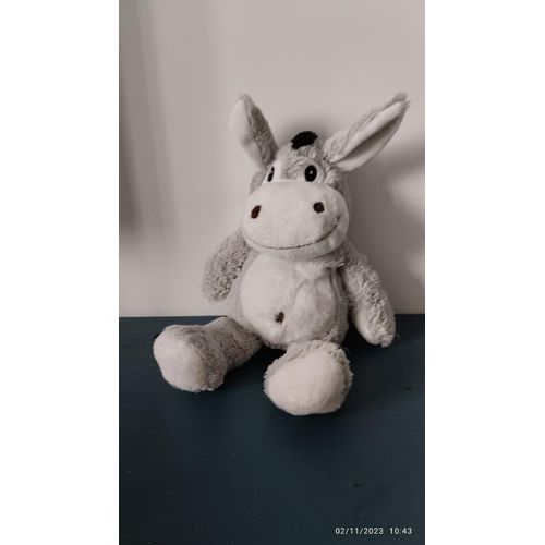 Doudou Peluche Ane Gris Et Blanc Sandy
