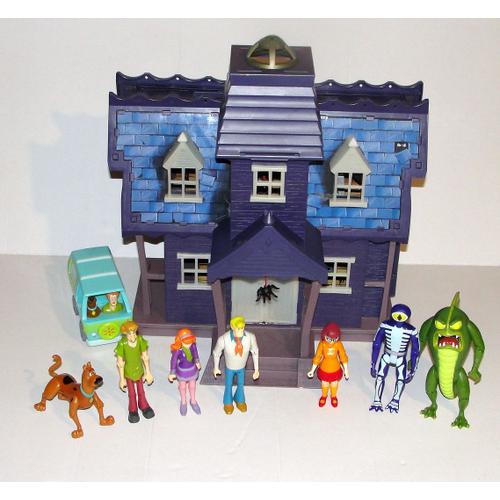 Manoir Mystery Machine Animé Scooby Doo - Maison Chateau Hantée Luminescent + 7 Figurines Van Scoubidou Hanna Barbera