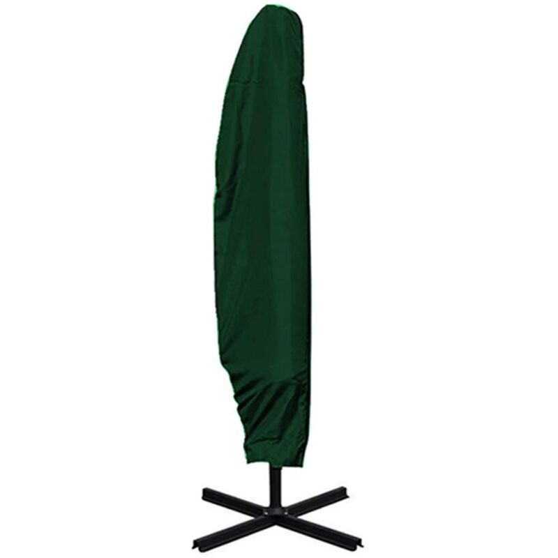 Housse De Parasol Vert Avec Fermeture Éclair Et Cordon De Serrage, Imperméable, Coupe-Vent Et Anti-Uv, Tissu Oxford Pour Jardin, Terrasse, Banane Carivent