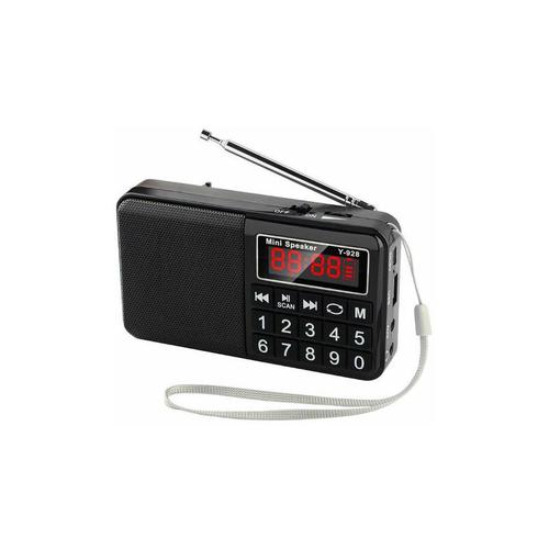 Radio portable, radio FM avec batterie rechargeable haute capacité (850 mAh), noir
