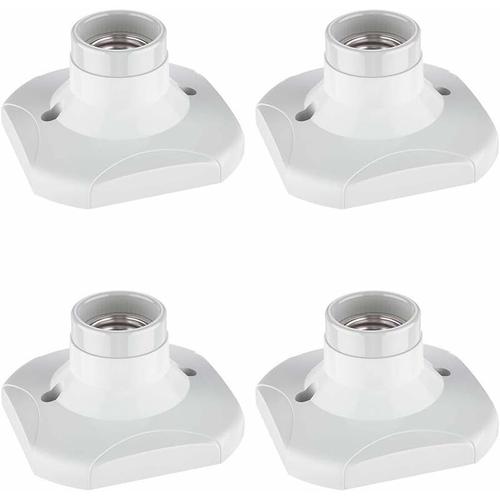 E27 Douille D'ampoule En Ceramique 4 Pcs E27 Douille De Lampe Support Base Pour Lampe Support Douille E27 Murale Pour Bague Plafond Balcon Ac 220-250v Blanc Superma