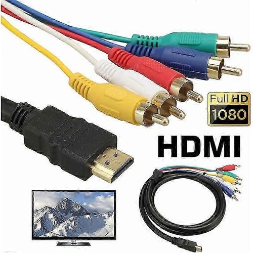 Câble HDMI vers RCA, câble adaptateur de convertisseur HDMI vers 5 RCA, HDMI vers AV 1080P