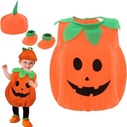 Déguisement Petite Citrouille Bébé Enfant Costume Halloween Cosplay Pour Fille Garçon Carnaval Fête Spectacle 80 Cm