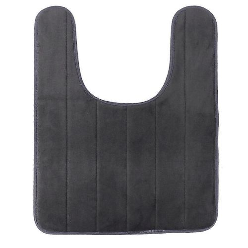 50x60cm Memory Closestool Tapis de sol Tapis de toilette antidérapant Tapis de sol en forme de U Gris foncé