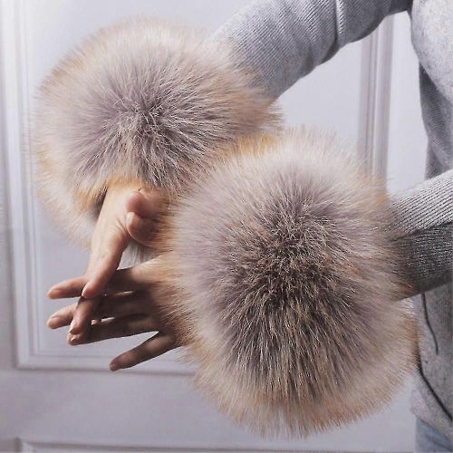 1pair Winter Autumn Coat Sleeve Pour Femmes Arm Warmer Fausse Fourrure Cuff Leg