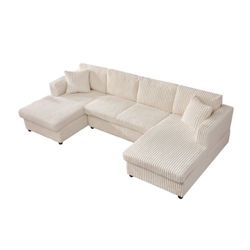 Fauteuil Inclinable Moderne Yhl Voyura Ls2219-Beige Avec Coussin De Dossier En Velours Côtelé Et Mousse - Beige